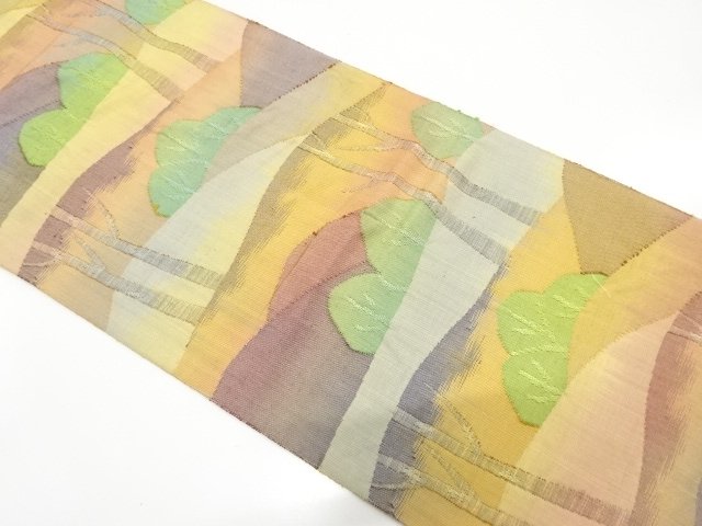 JAPANESE KIMONO / TSUMUGI: TREE PATTERN WOVEN A MOUNTAIN LANDSCAPE NAG
